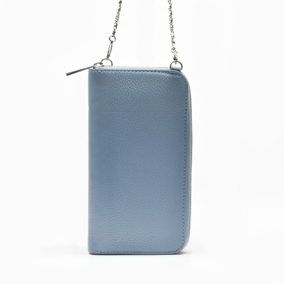 VERA PELLE Wallet and Cell Holder with Zip Closure and Chain Crossbody Strap - Picture 4 of 11